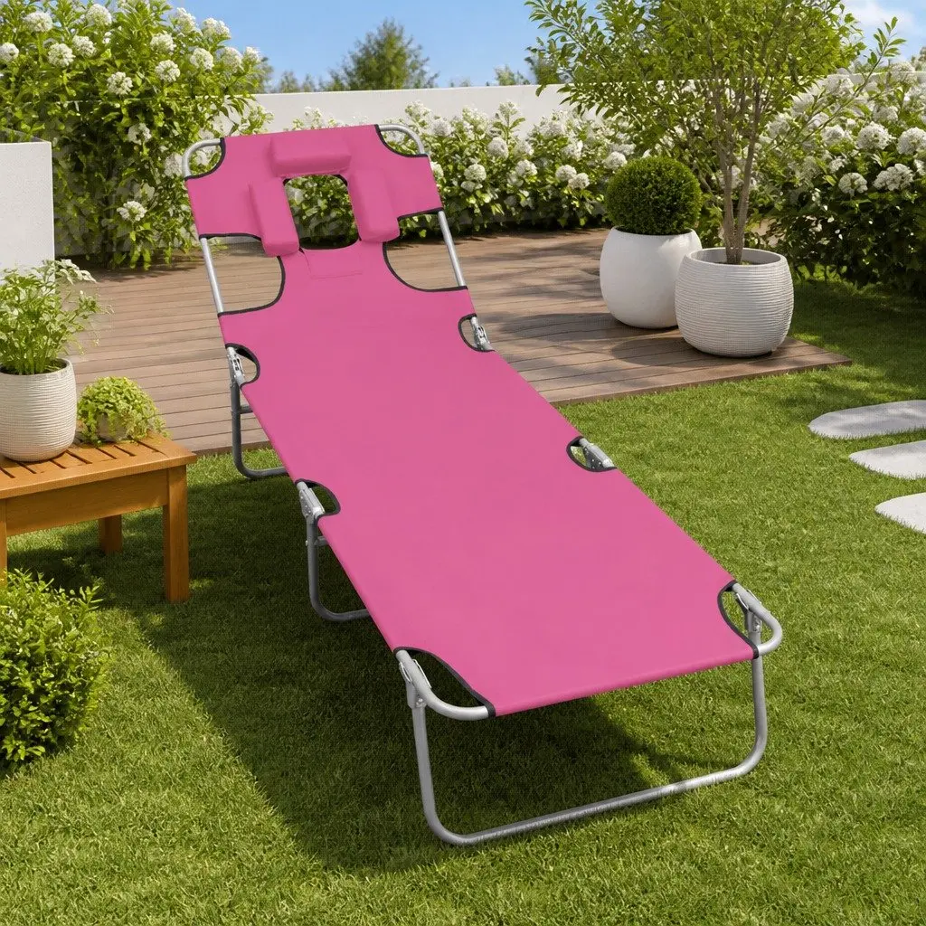Folding Sun Lounger with Adjustable Backrest