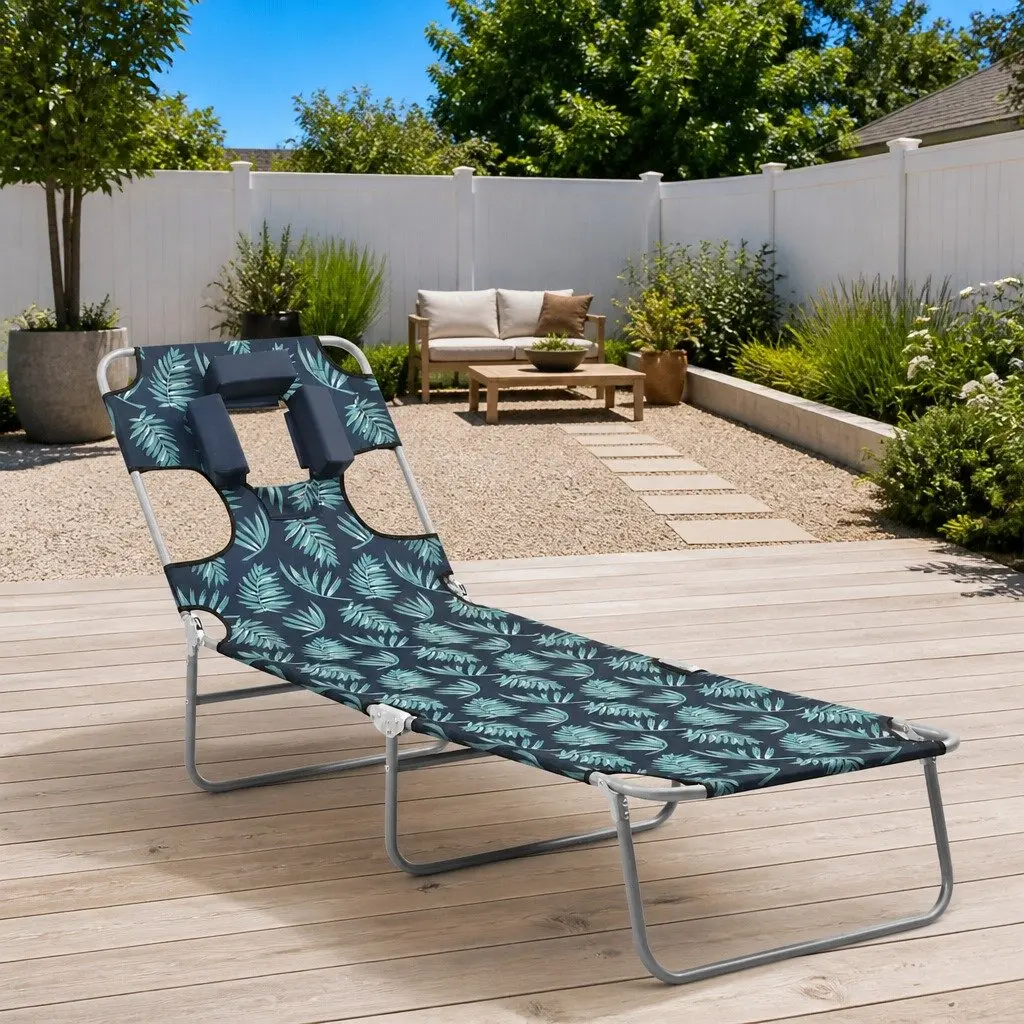 Sun Lounger with Adjustable Backrest and Cushion