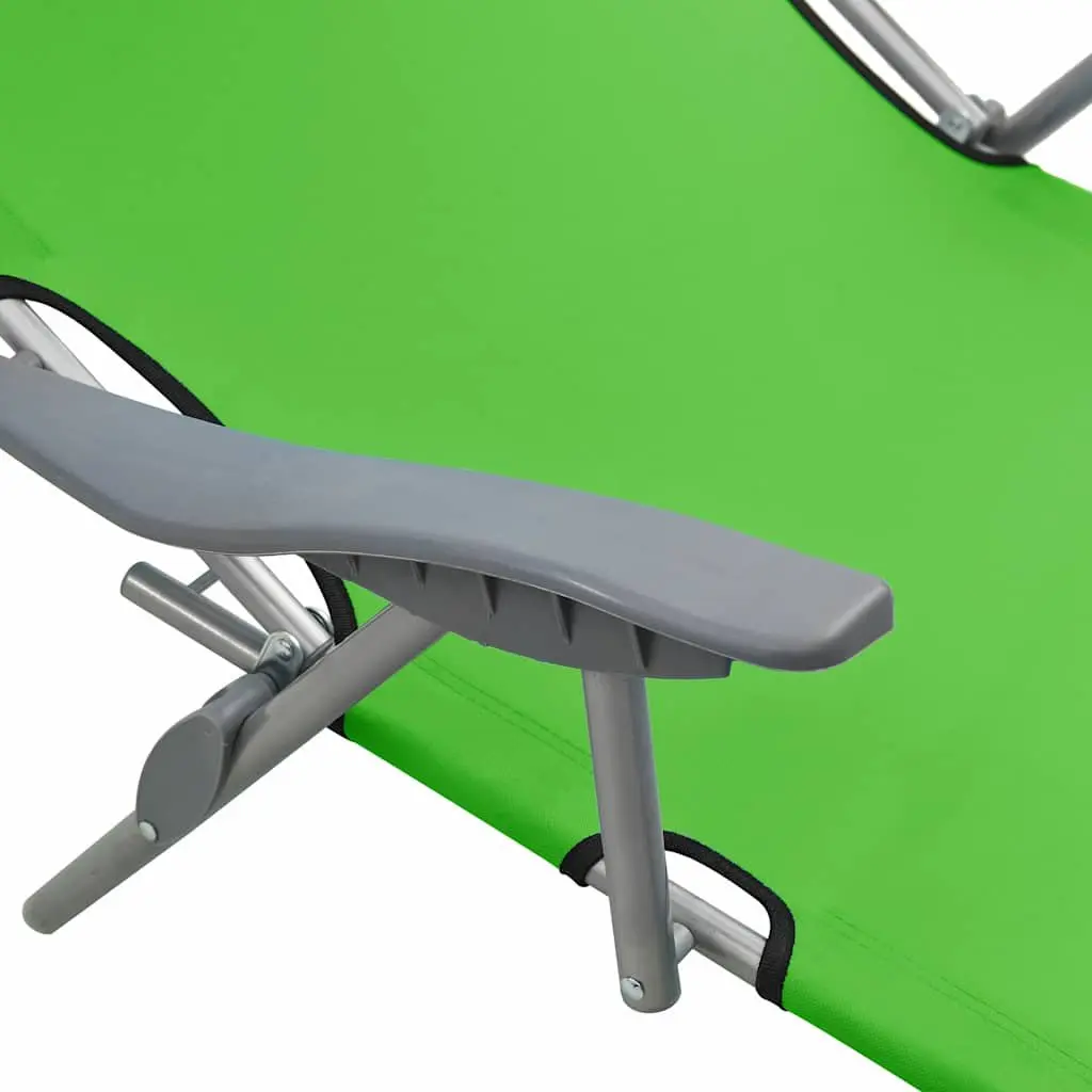Adjustable Green Sun Lounger with Canopy for Outdoor Use