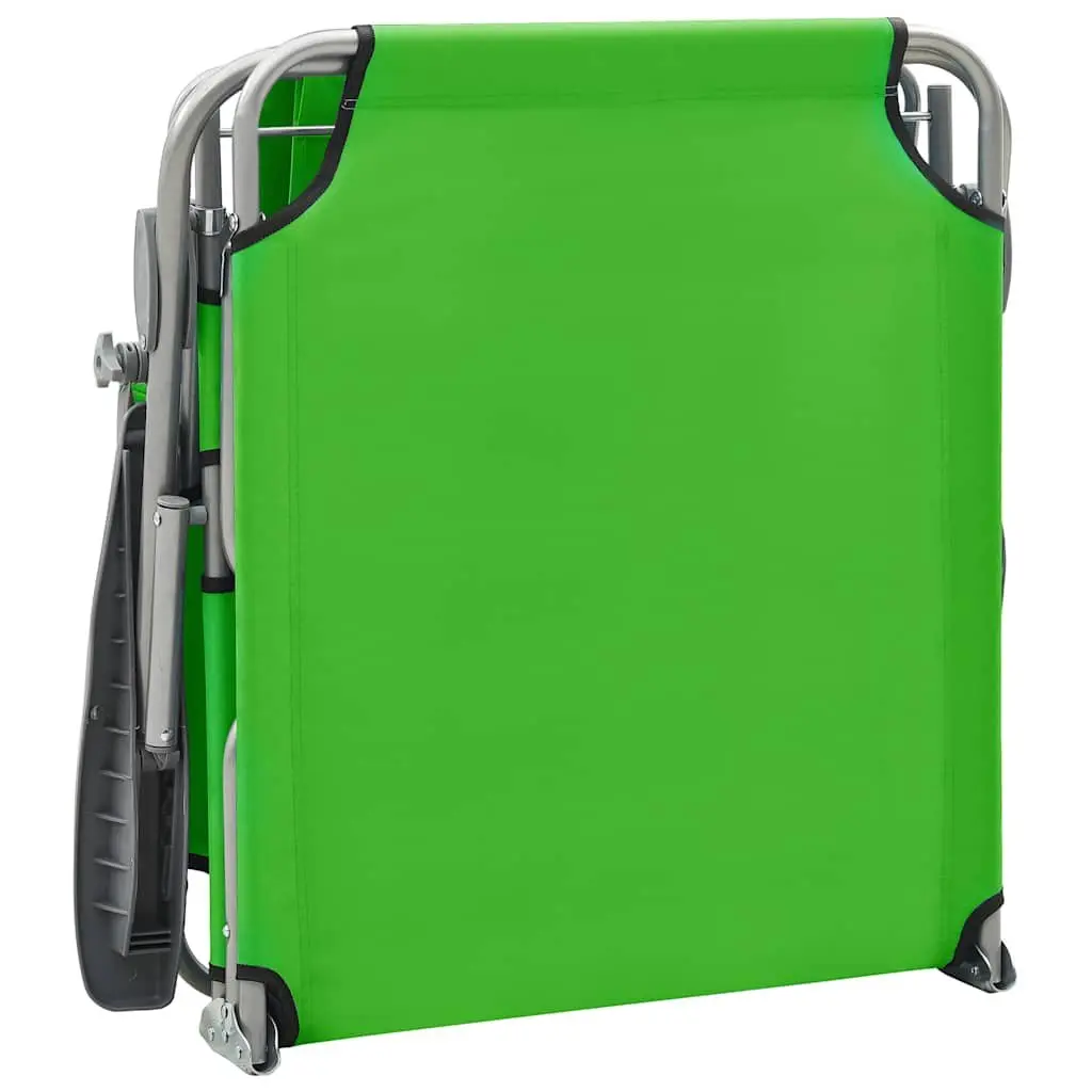 Adjustable Green Sun Lounger with Canopy for Outdoor Use
