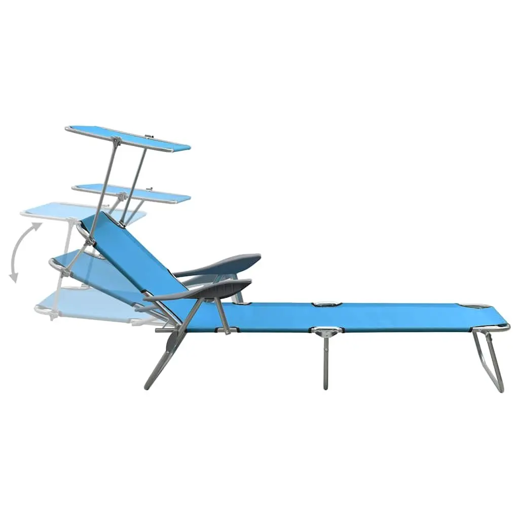 Adjustable Backrest Sun Lounger with Canopy for Outdoors
