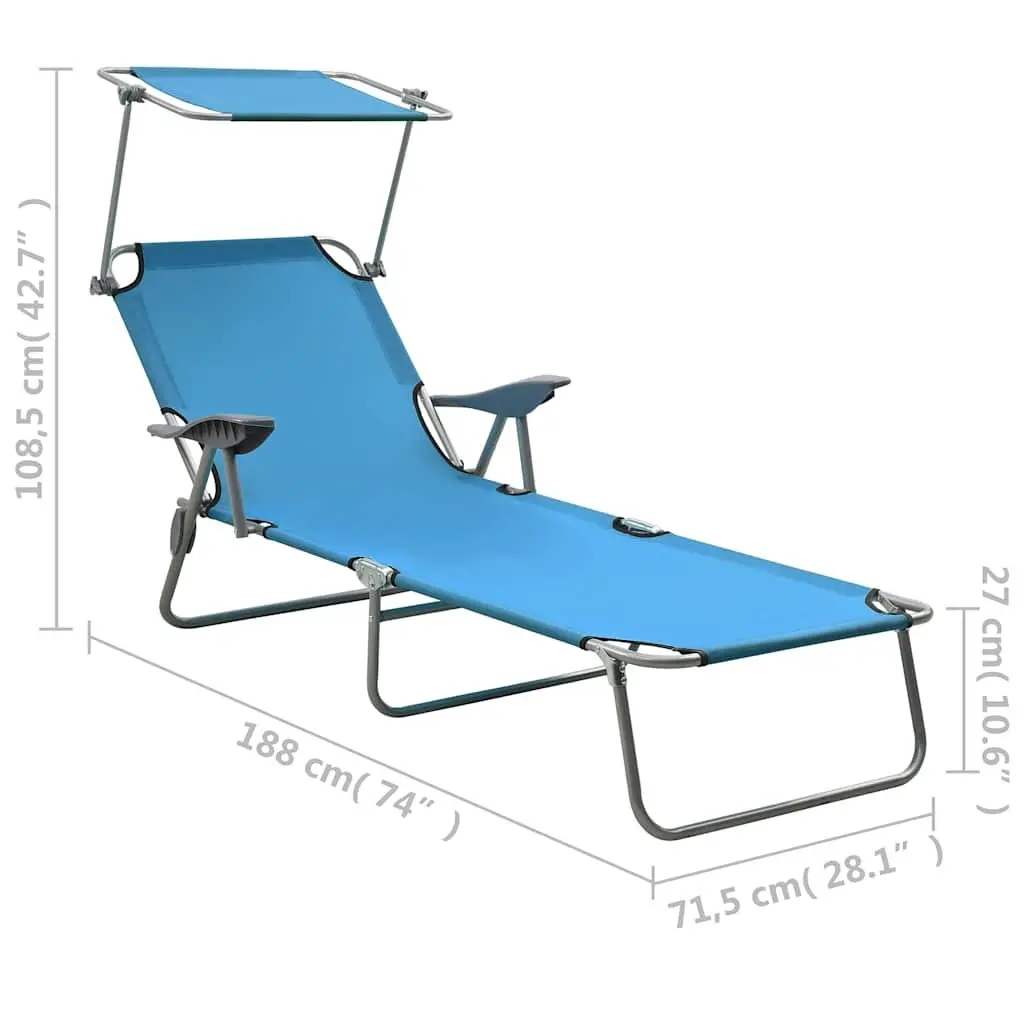 Adjustable Backrest Sun Lounger with Canopy for Outdoors