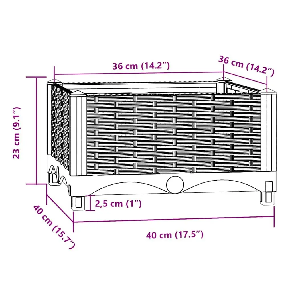 Raised Garden Bed Planter Polypropylene 40x40x23cm Grey