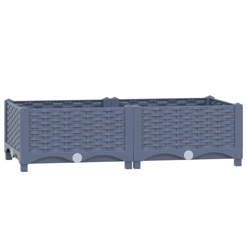 Grey Polypropylene Raised Garden Bed Planter 80x40x23cm