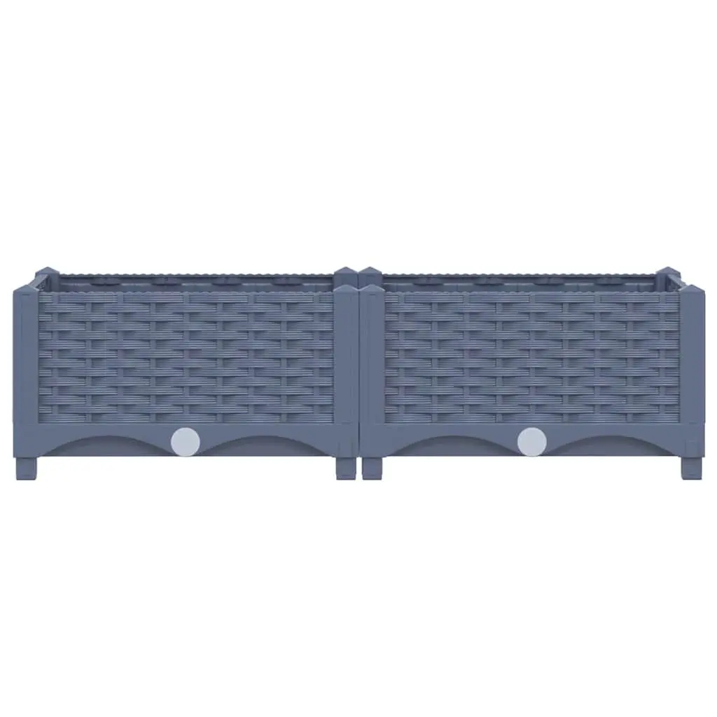 Grey Polypropylene Raised Garden Bed Planter 80x40x23cm