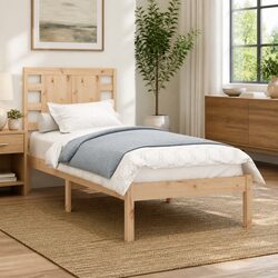 Brown Solid Wood Bed Frame 90x190 cm with Slats