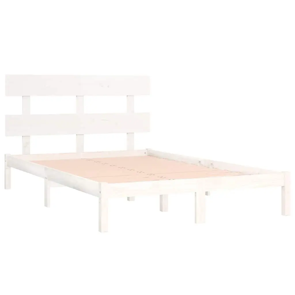 King Bed Frame Solid Pine Wood 183x203 cm White