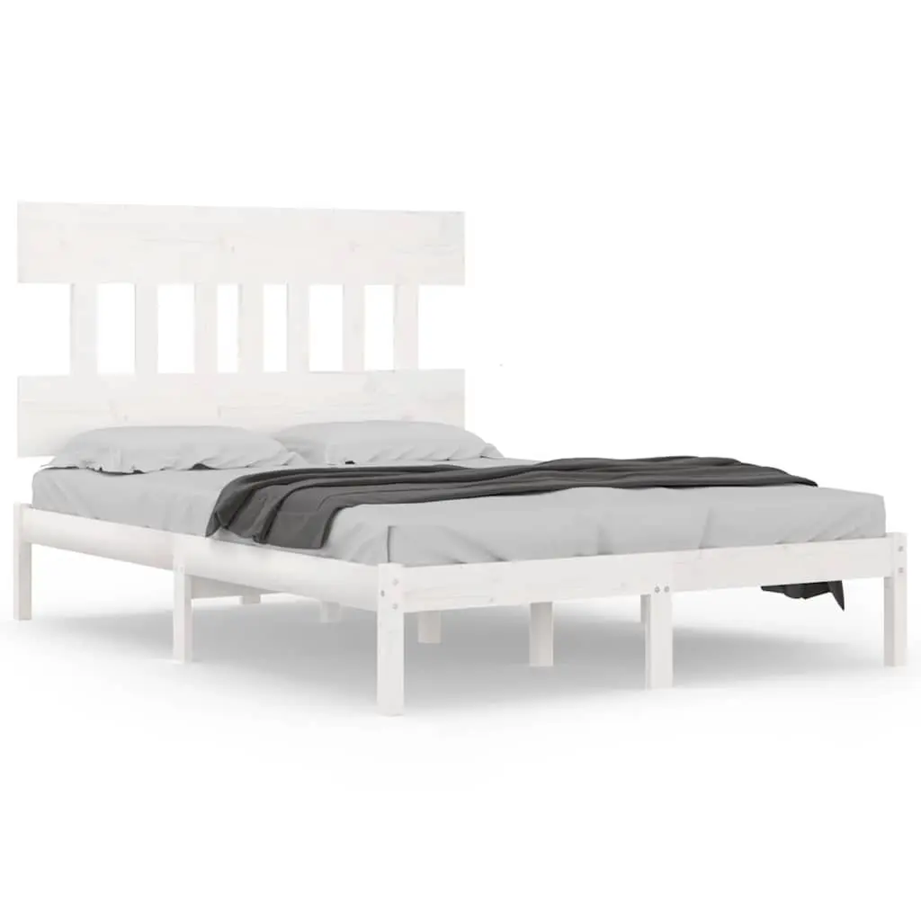 Solid Wood King Bed Frame 183x203 cm in White
