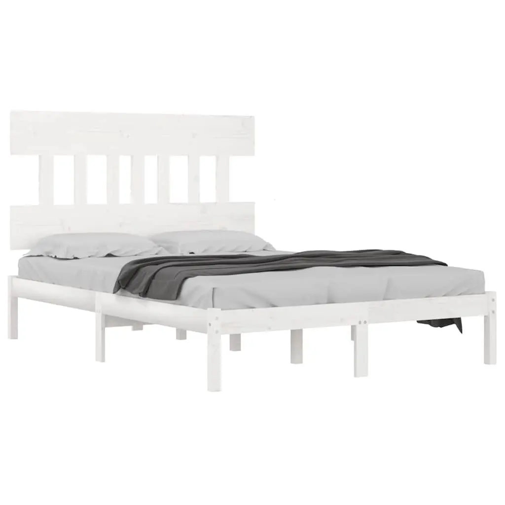 Solid Wood King Bed Frame 183x203 cm in White