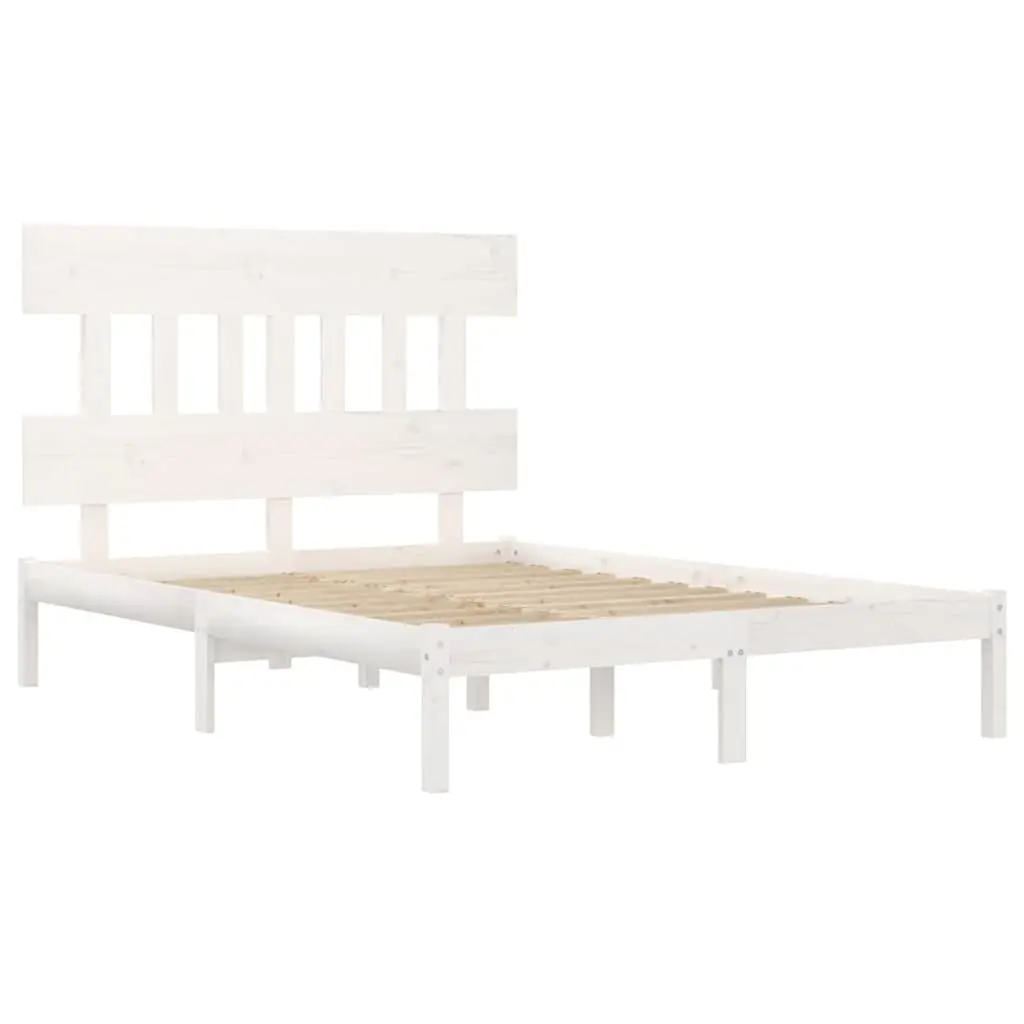 Solid Wood King Bed Frame 183x203 cm in White