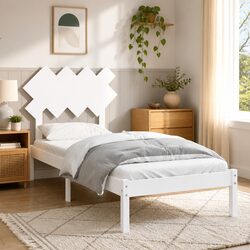 Solid Pine Wood White Bed Frame 90x190 cm Modern Design