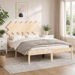 High-Quality Solid Wood Bed Frame 135x190 cm in Brown