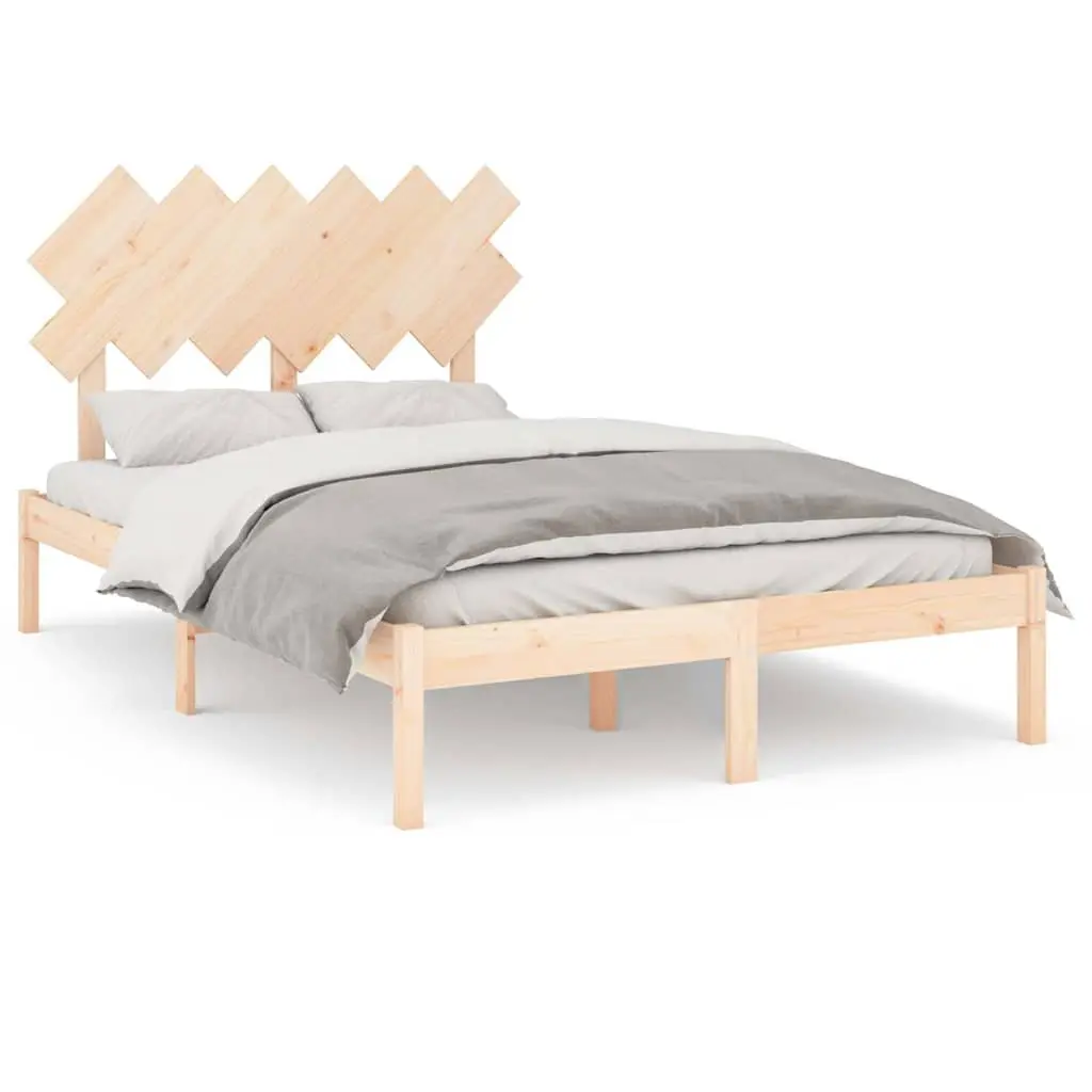 Solid Wood Bed Frame 135x190 cm in Brown