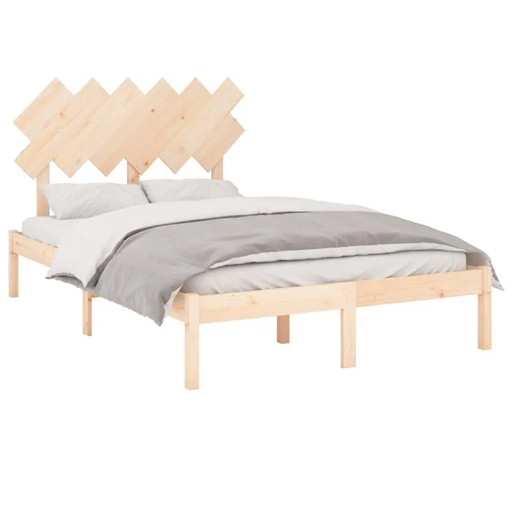 Solid Wood Bed Frame 135x190 cm in Brown