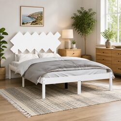 Solid Pine Wood Bed Frame in White 135x190 cm