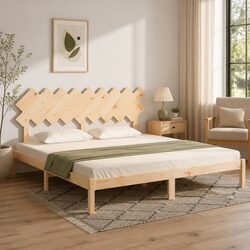 Solid Pine Wood King Bed Frame with Headboard 183x203cm