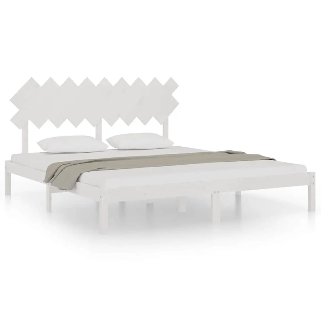 White King Bed Frame Made of Solid Pine Wood