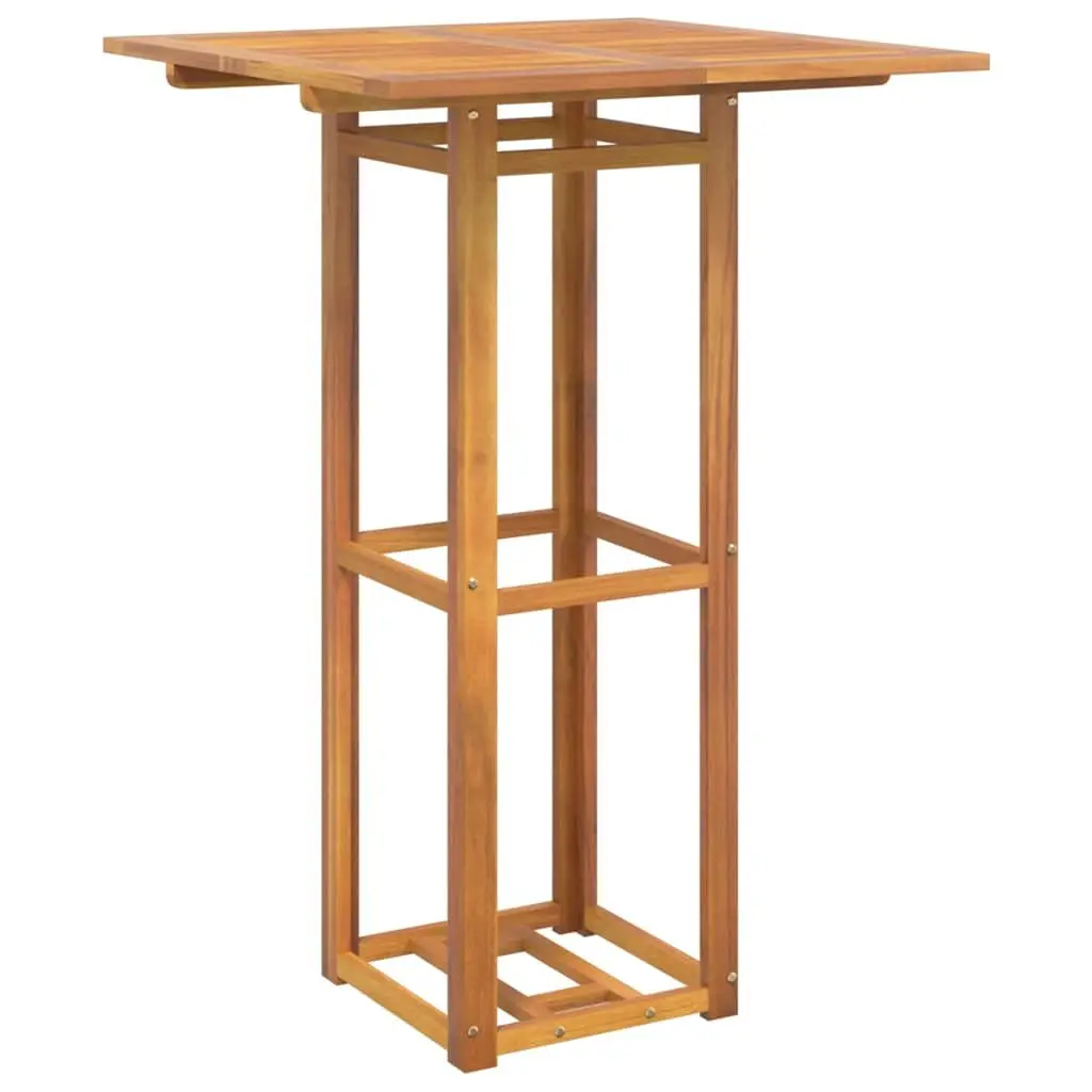 Outdoor Bar Set Solid Acacia Wood 3 Piece Brown Foldable Patio Garden Furniture