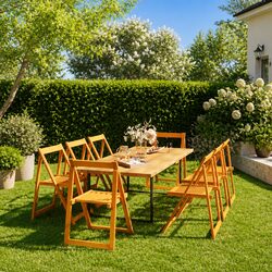8-Piece Acacia Wood Folding Garden Chair Set