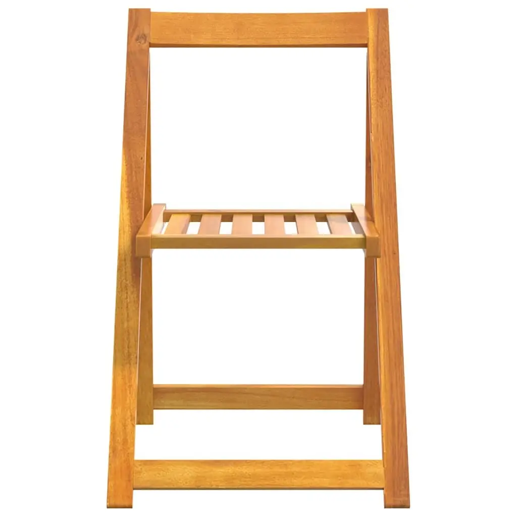 Folding Garden Chairs Set Solid Acacia Wood 8 Piece Brown