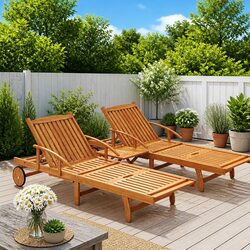 Durable 2-Piece Sun Lounger Set with Folding Table