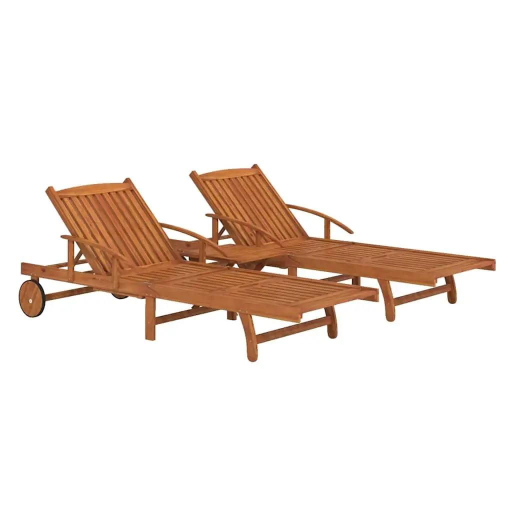 2-Piece Sun Lounger Set with Folding Table