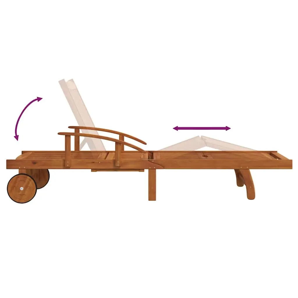 Adjustable Solid Wood Acacia Brown Sun Loungers Set