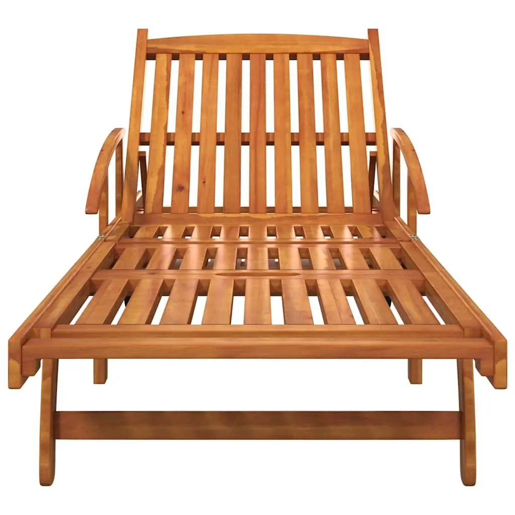Adjustable Solid Wood Acacia Brown Sun Loungers Set