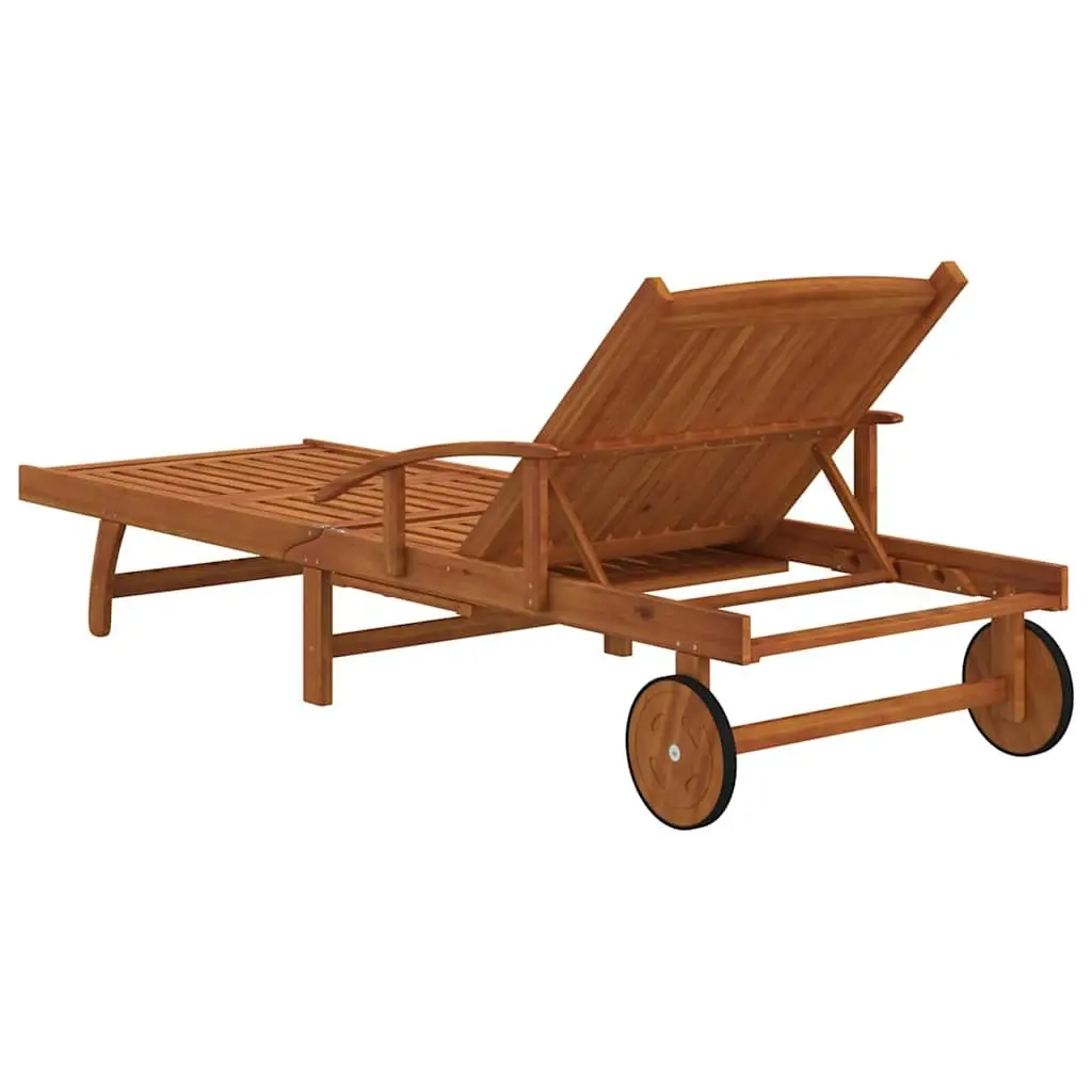 Adjustable Solid Wood Acacia Brown Sun Loungers Set