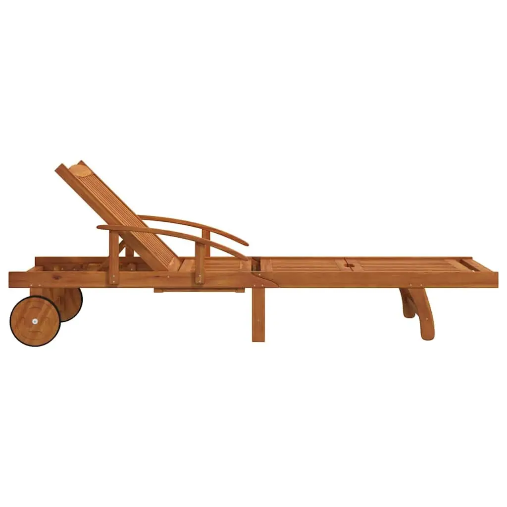Adjustable Solid Wood Acacia Brown Sun Loungers Set