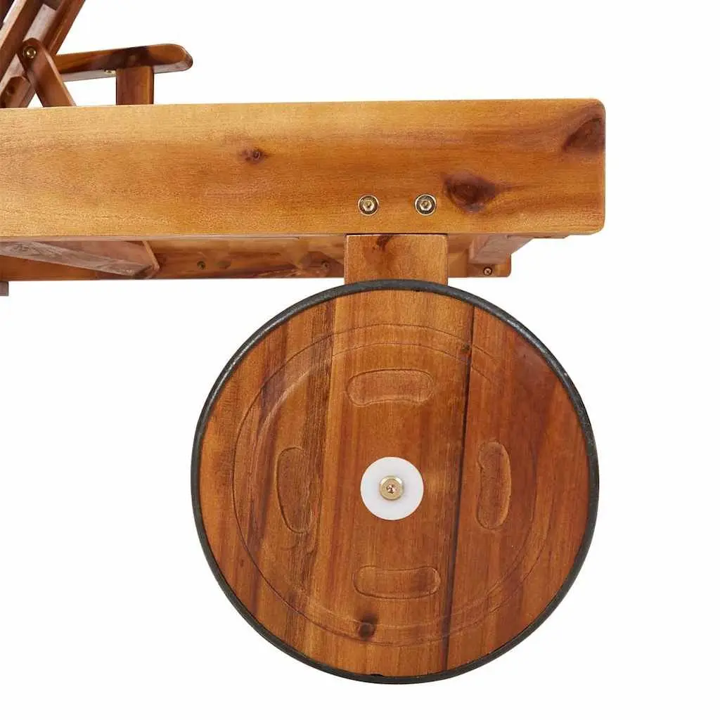 Adjustable Solid Wood Acacia Brown Sun Loungers Set