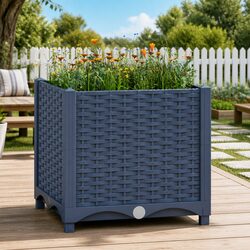 Raised Garden Bed Planter 40x40x38cm Polypropylene Outdoor Pot Grey