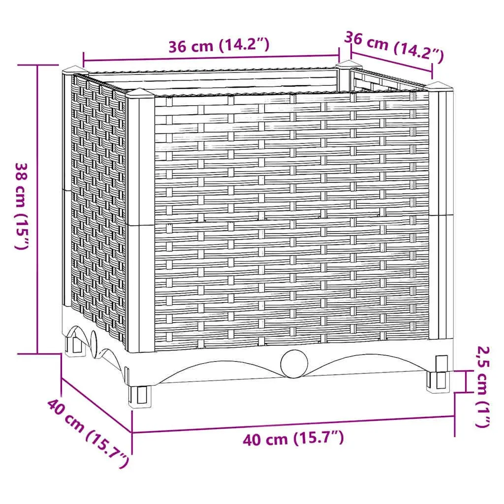 Raised Garden Bed Planter 40x40x38cm Grey