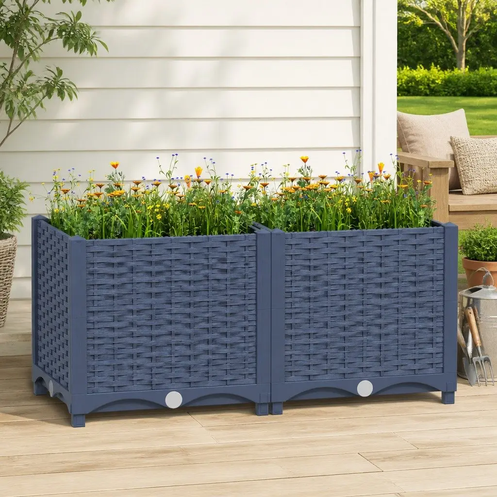 Polypropylene Raised Garden Bed Planter 80x40x38cm