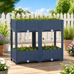 Sturdy Raised Garden Bed Planter with 2 Shelves