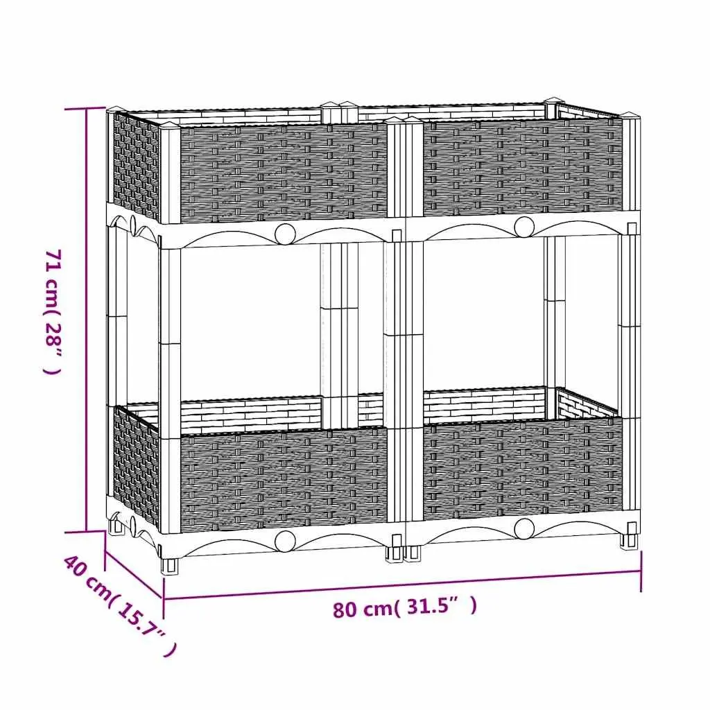Raised Garden Bed Planter with 2 Shelves