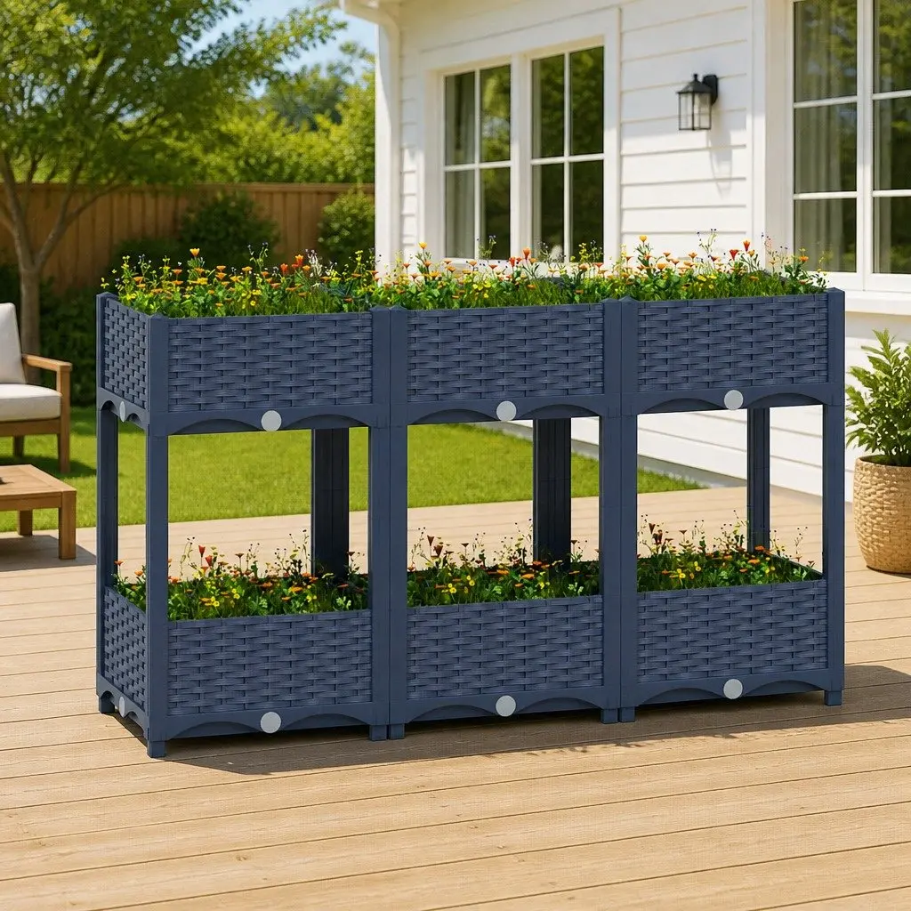 Two-Shelf Raised Garden Bed 120x40x71cm Grey