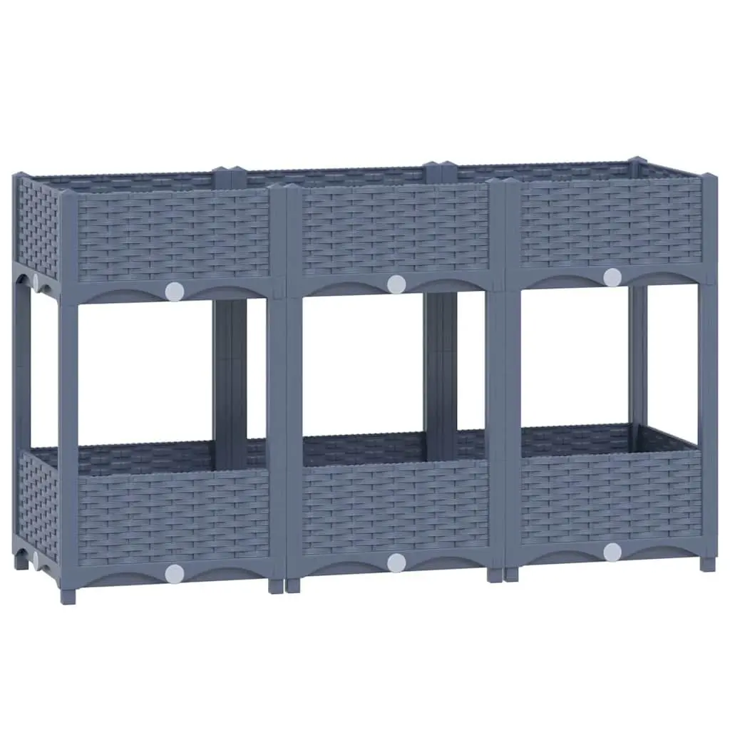 Two-Shelf Raised Garden Bed 120x40x71cm Grey