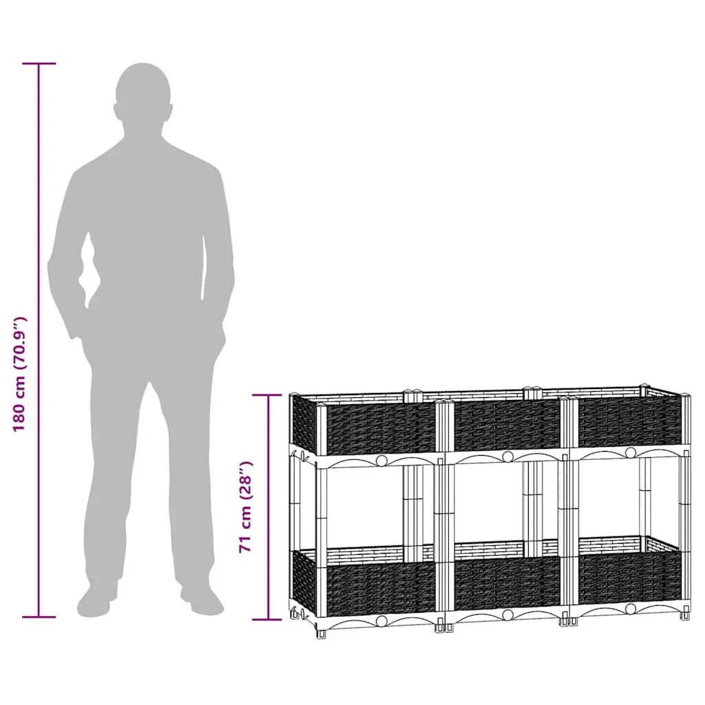 Two-Shelf Raised Garden Bed 120x40x71cm Grey