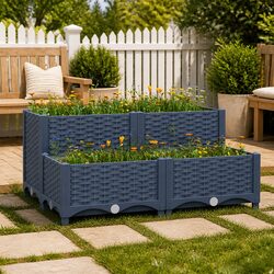 Durable Grey Polypropylene Raised Garden Bed 80x80x38cm