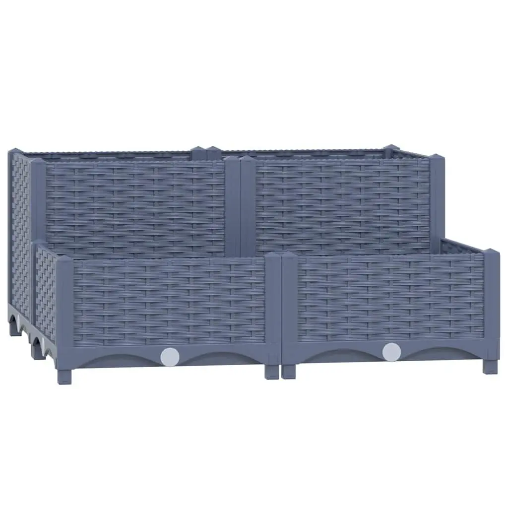 Grey Polypropylene Raised Garden Bed 80x80x38cm