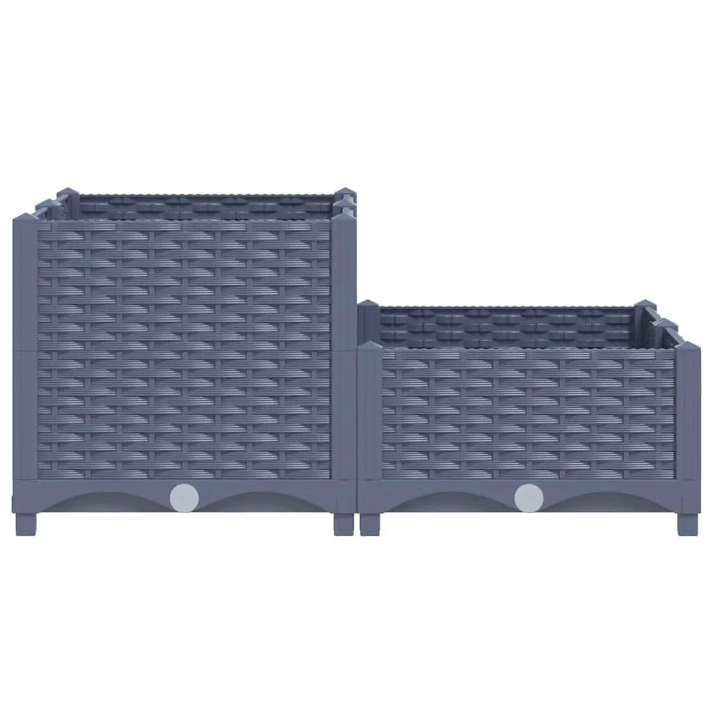 Grey Polypropylene Raised Garden Bed 80x80x38cm