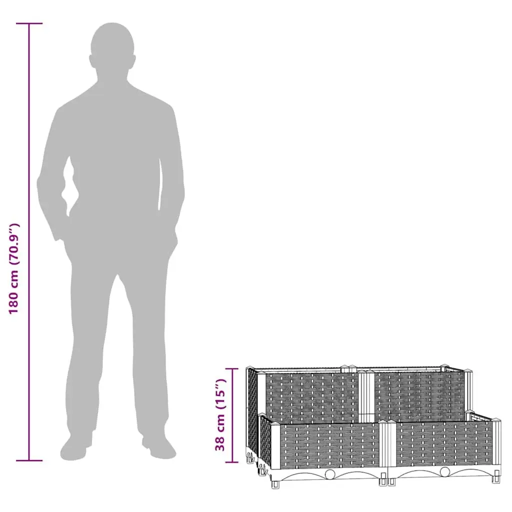Grey Polypropylene Raised Garden Bed 80x80x38cm