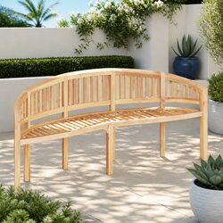Curved Banana Bench 200cm Outdoor Garden Seating Brown