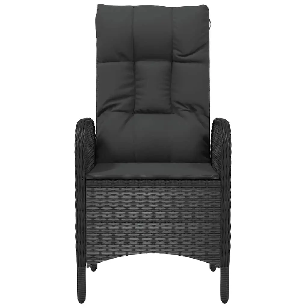 Outdoor Chairs 2 pcs Poly Rattan Black Garden Seating Curved Backrest Armrest