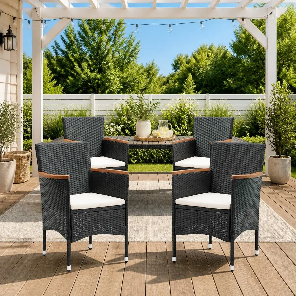 Outdoor Dining Chair Set with Curved Backrest