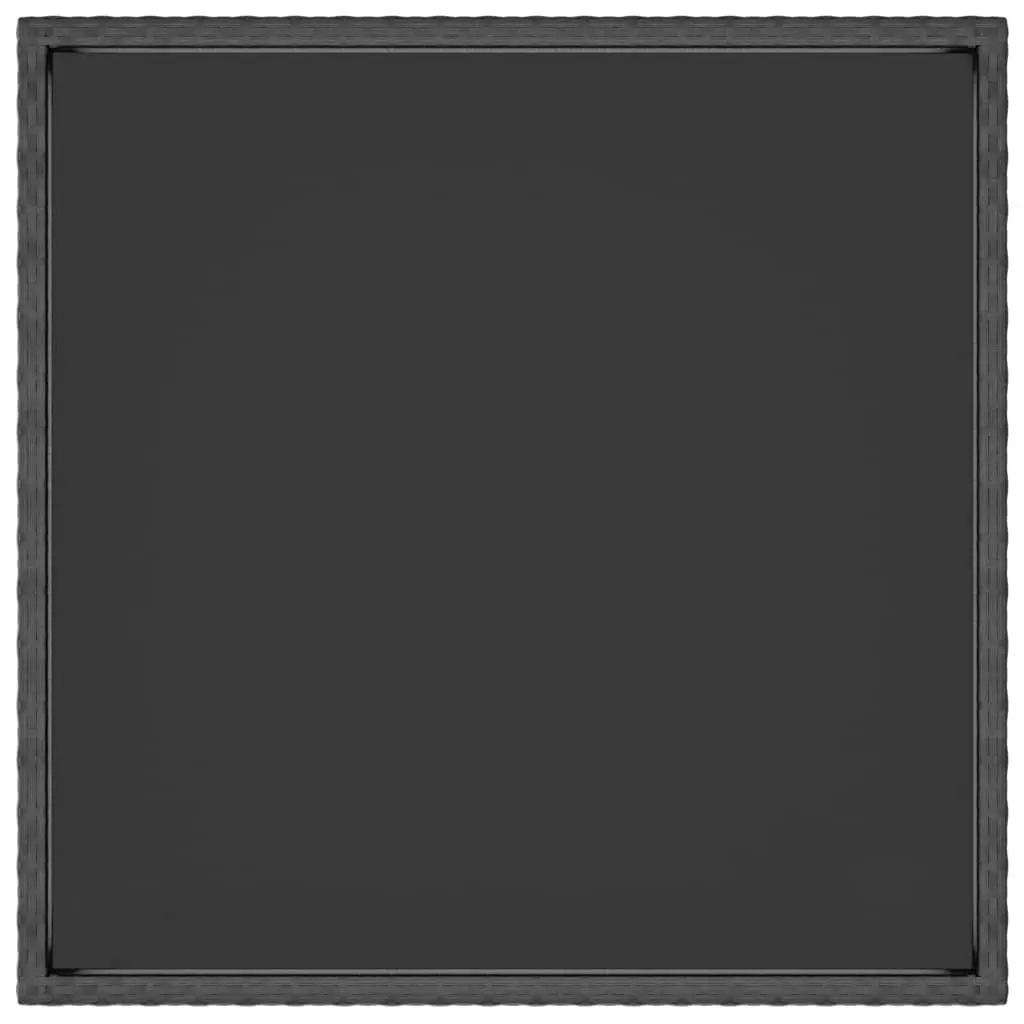 Garden Table Poly Rattan 90x90x75cm Black Tempered Glass
