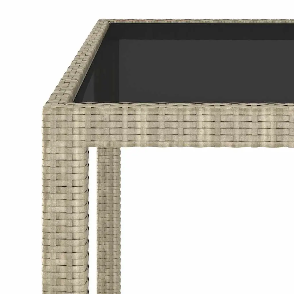 Beige Garden Table with Tempered Glass Top