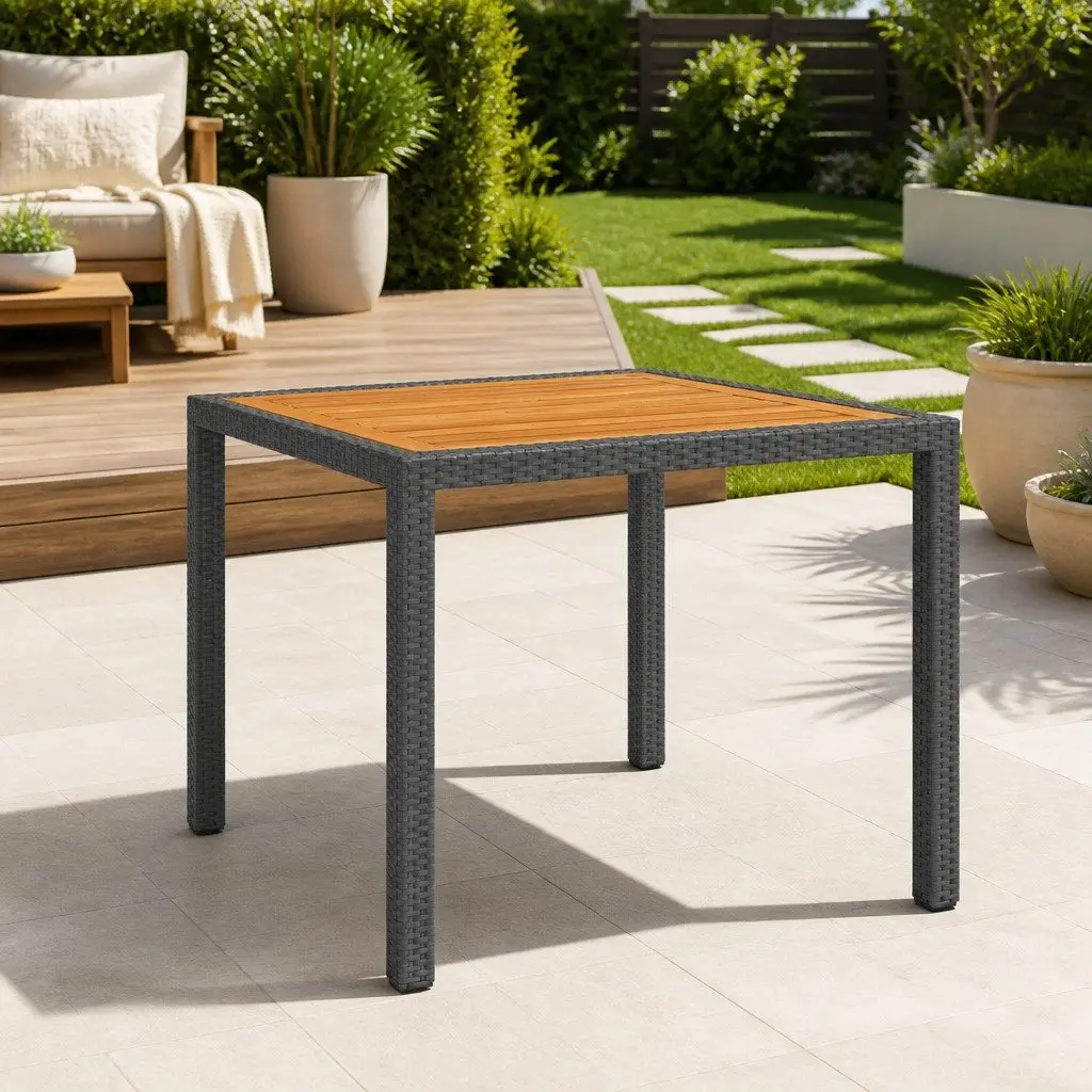 Black Outdoor Garden Table 90x90x75cm