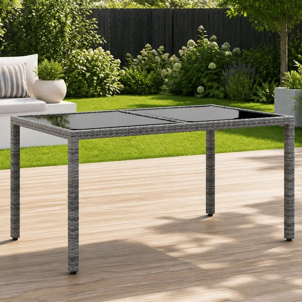 Garden Table 150x90x75 cm with Glass Top